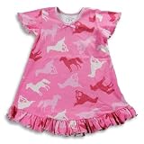 Saras Prints - Girls Short Sleeve Horse Nightgown, Pink