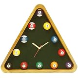 Pool Rack Quartz Clock with Solid Wood Frame - Billiards > Novelty Clocks