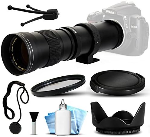 Opteka 420-800mm f/8.3 HD Telephoto Zoom Lens Bundle Package includes UV Ultra Violet Filter + Snap On Lens Cap + Tulip Hood + Cap Keeper + Lens Cleaning Kit for Canon EOS 5D Mark II III 2 3 5DM2 5DM3, 1D Mark 3 4 III IV 1Dx 1D X, Rebel SL1, T2i, T3, T3i, T4i, T5, T5i, 6D, 7D, 60D, 60Da, 70D, 100D, 550D, 600D, 650D, 700D, 1100D, 1200D, Kiss X4, X5, X6i, X7i, X50, X70 DSLR SLR Digital Camera