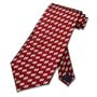 100% SILK RED Neck Tie w/ WHITE Boxes and Dots. Men's NeckTie.