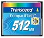 Transcend TS512MCF80 512MB 80x Type I Compact Flash Card