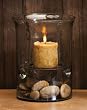 10" Glass Cyclinder Candle Holder with Antique Brown Plate