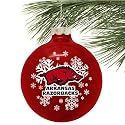 Arkansas Razorbacks Cardinal Snowflake Glass Ornament