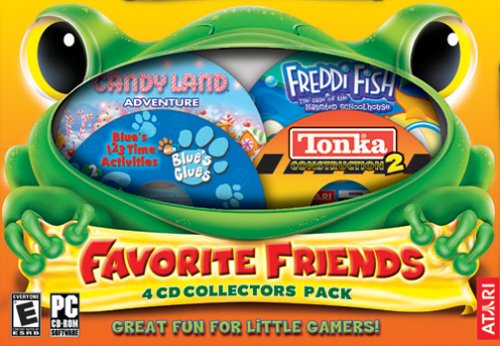 Favorite Friends 4-Game Collectors Pack: Freddi Fish - The Case of the Haunted Schoolhouse, Blue's Clues - Blue's 123 Time Activities, Tonka Contruction 2, and Candyland Adventure