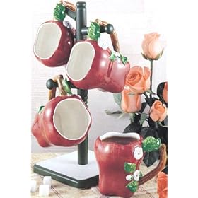 Click here to buy Apple Coffee Mugs Tree Stand Cup Country Kitchen Home Decor by KKM.