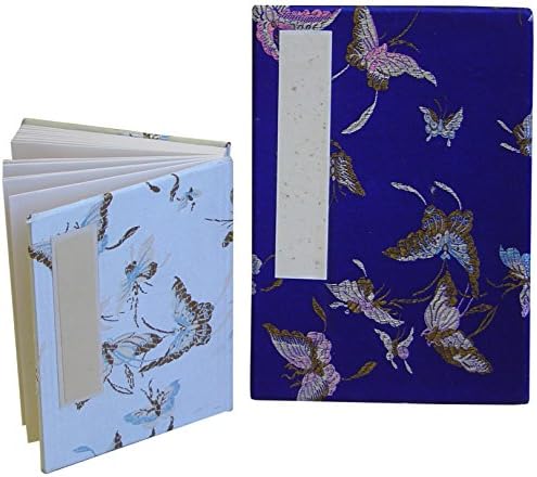 Yuemei Accordion Book with Butterfly Brocade Cover, 7 by 5-Inch