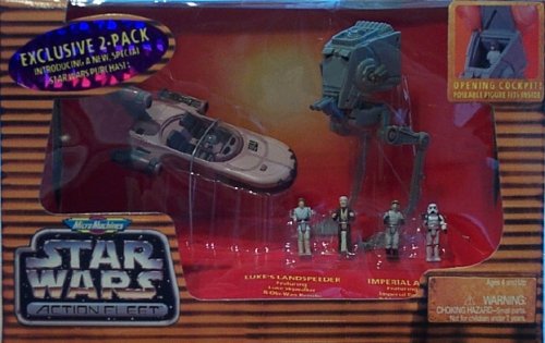Micro Machines Star Wars Action Fleet - Luke's Landspeeder and Imperial AT-ST
