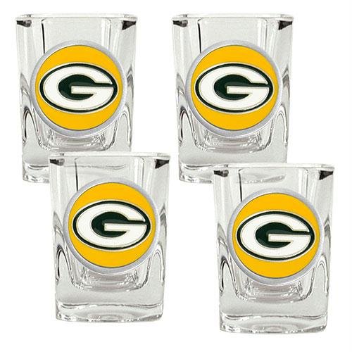 NFL Green Bay Packers Four Piece Square Shot Glass Set