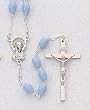 Rosary - 5mm Blue Plastic Beads - 18" Silver Tone - IMPORTED FROM ITALY - Boxed Rosary - 5mm Blue Plastic Beads - 18" Silver Tone - IMPORTED FROM ITALY - Boxed
