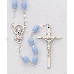 SAVE $8.75 - Rosary - 5mm Blue Plastic Beads - 18" Silver Plated - IMPORTED FROM ITALY - Boxed $7.88