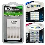 Hitech - Smart Battery Charger and 4x 2500mAh AA, 4x 800mAh AAA Battery Set