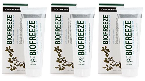 Biofreeze Colorless Gel Tube Pain Relief, 4.0 Fluid Ounce - Pack of 3