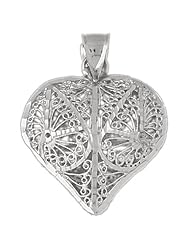 Clevereves14K White Gold Pendant 3-D Filigree Heart 11.5 - Gram(s)