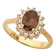 14K Yellow Gold Smoky Quartz and Diamond Ring