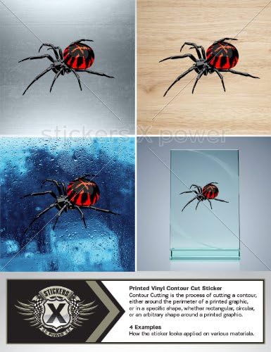 Decal Sticker Spider Red Car Window Wall Art Decor Doors Helmet Truck Motorcycle Note Book Mobile Laptop Size: 5 X 2.9 Inches Vinyl color print