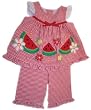 Good Lad Toddler Girl Red Seersucker Watermelon Capri Set