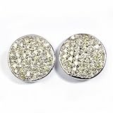 Sterling Silver Earrings with Yellow CZ - Size: 15mm