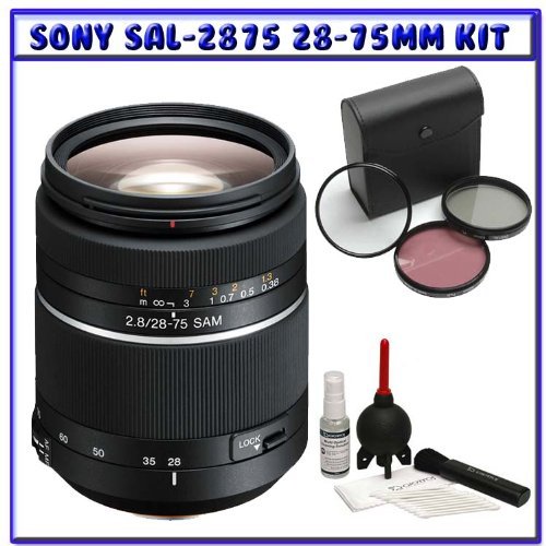 Sony SAL2875 28-75mm f/2.8 SAM Full Frame Lens 67mm Introductory Filter Kit Lens Cleaning Kit with Small Rocket Air Blower
