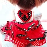 PanDaDa Pet Dog Tutu Princess Dress Clothes Love Heart Print Bowknot Party Skirt M