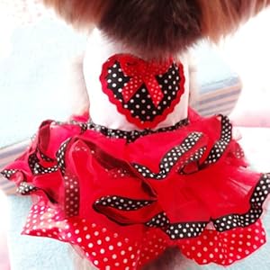 Urparcel Pet Dog Tutu Princess Dress Clothes Love Heart Print Bowknot Party Skirt S
