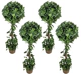 FOUR Pre-Potted 4' Artificial English Ivy Topiary Plants