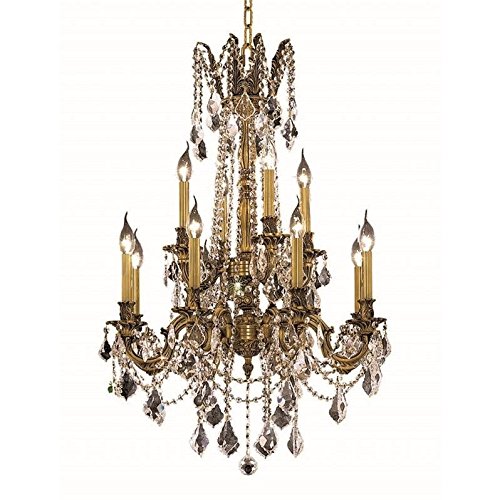 Best Buy Elegant Lighting 9212D24FG/SA Rosalia Collection 12-Light Hanging Fixture with Swarovski Spectra Crystals, Gold Finish