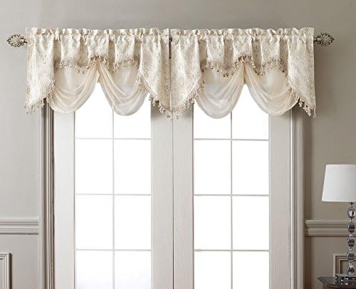 Elegant Kasbah Jacquard Valance Curtain (Ivory Gold)