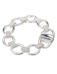 925 Sterling Silver High-Polish Finish Oval Link Rope Design Bracelet- 7.5 IN