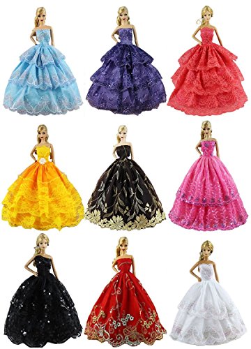 ZITA ELEMENT Lot 6 PCS Fashion Handmade Clothes Dress for Barbie Doll XMAS GIFT