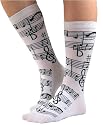Soft and Comfortable Music Notes Trouser Socks in Your Choice of Black or White by Foot Traffic