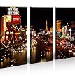 The Strip Las Vegas 3 Bilder auf Leinwand fertig gerahmt auf Holzrahmen - Lounge Bild mit Bilderrahmen - ein Edel Poster als Leinwand Kunstdruck - Wandbild mit Rahmen modernes Keilrahmenbild - farbenfrohe und intensive Impressionen f�r Ihr Wohnzimmer B�ro Lounge K�che Schlafzimmer usw. Abstrakte Kunst Pop Art
