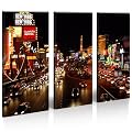 The Strip Las Vegas 3 Bilder auf Leinwand fertig gerahmt auf Holzrahmen - Lounge Bild mit Bilderrahmen - ein Edel Poster als Leinwand Kunstdruck - Wandbild mit Rahmen modernes Keilrahmenbild - farbenfrohe und intensive Impressionen f�r Ihr Wohnzimmer B�ro Lounge K�che Schlafzimmer usw. Abstrakte Kunst Pop Art