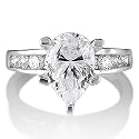 Sterling Silver Ring 925 Pear Cubic Zirconia CZ Solitaire Engagement Ring