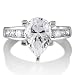 Sterling Silver Ring 925 Pear Cubic Zirconia CZ Solitaire Engagement Ring