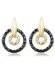 14K White Gold Channel Set Round White and Black Diamond Circle Dangle Earrings - (.63 cttw)