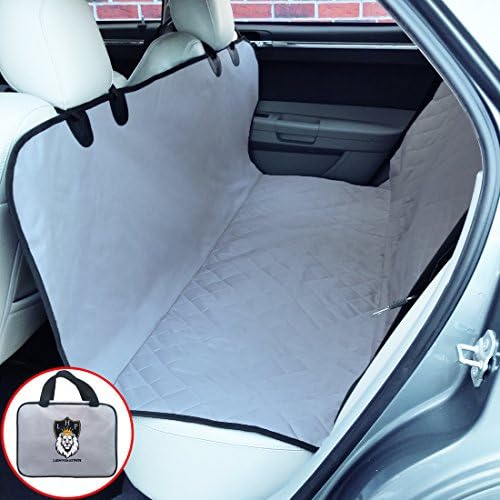 Dog Seat Cover For Cars Best Nonslip Rubber Backing, Seat Anchors, Rear Back Bench Waterproof Hammock fits Car Truck Minivan SUV Easy-Fit, Machine Washable comes with Storage Case, Grey