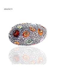 28x20x14mm .925 Sterling Silver Diamond Pave Sapphire Oval Shape Bead Jewelry