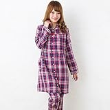 綿１００％ロールアップ長袖マタニティ パジャマ　チェック柄/ビエラ先染め格子（チェック）/秋～秋冬〜冬　綿100%ロールアップ授乳パジャマ /授乳口付き　マタニティ パジャマ 前開き 入院にもオススメ