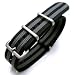 20mm G10 Nato James Bond Heavy Nylon Strap Brushed Buckle - NYJ Double Black & Grey