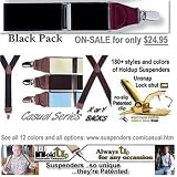 Black Holdup mens Suspenders with silver no-slip clips