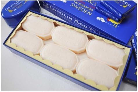 Lanolin-Agg-Tval Swedish Eggwhite Soap - 1 Box of 6 - 50g bars