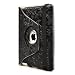 ATC Embossed Flower Skin Polyurethane Built-in Magnet Leather(Black) Flip Case Cover Bag For Apple iPad 2 2nd ipad 3 Generation Wifi / 3G Model 16GB, 32GB, 64GB THZ045US NEWEST MODEL (Black/White Interior)
