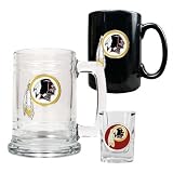 NFL Washington Redskins 15-Ounce Tankard, 15-Ounce Ceramic Mug & 2-Ounce Shot Glass Set - Primary Logo