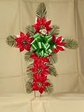 Red Poinsettia Santa Arrangement for Cemetery