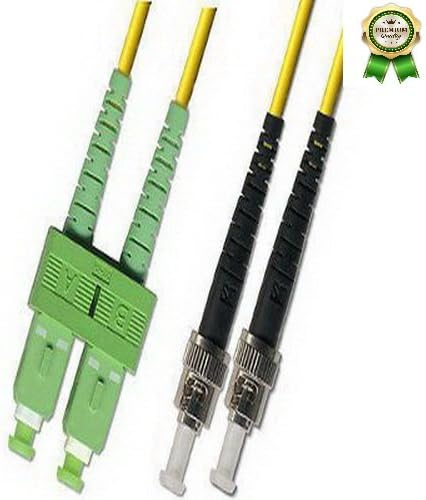 Asterwall - 1 Pack X SC-APC to ST-UPC 9/125 Singlemode Duplex Fiber Patch Cable - OS2 - 15 Meter - Premium Quality