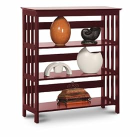 Mission Style Cherry Finish 3-Shelf Bookcase