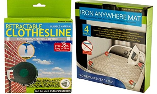 Retractable Clothesline Bundle With Iron Mat Magnets