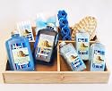Wellness Geschenke Set BLAUE LAGUNE Valentinsgeschenke Set mit Bade Kaviar Badeschaum Badegel Badelotion Baderosen Massageb&uuml;rste uvm