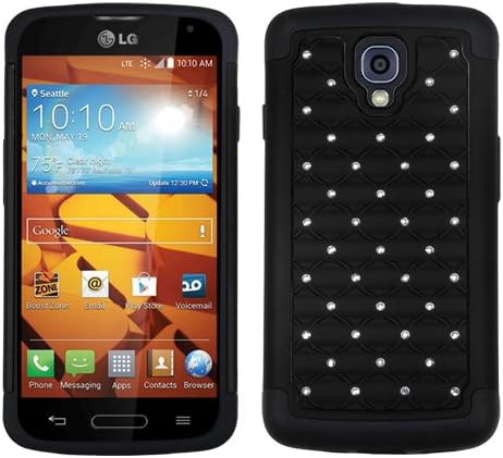 Thousand Eight(TM) For LG Volt LS740 Diamond Studded Silicone Rubber Skin Hard Case + [Thousand Eight(TM) Touch Screen Stylus] (Diamond black)