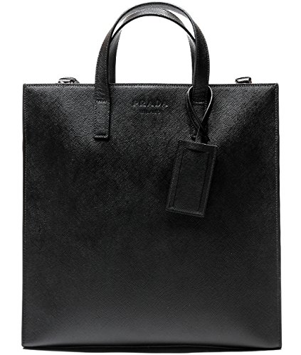 Prada Men's Textured Real Leather Tote Bag One Size Black